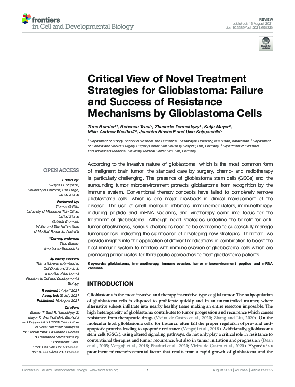 (PDF) Critical View of Novel Treatment Strategies for Glioblastoma ...
