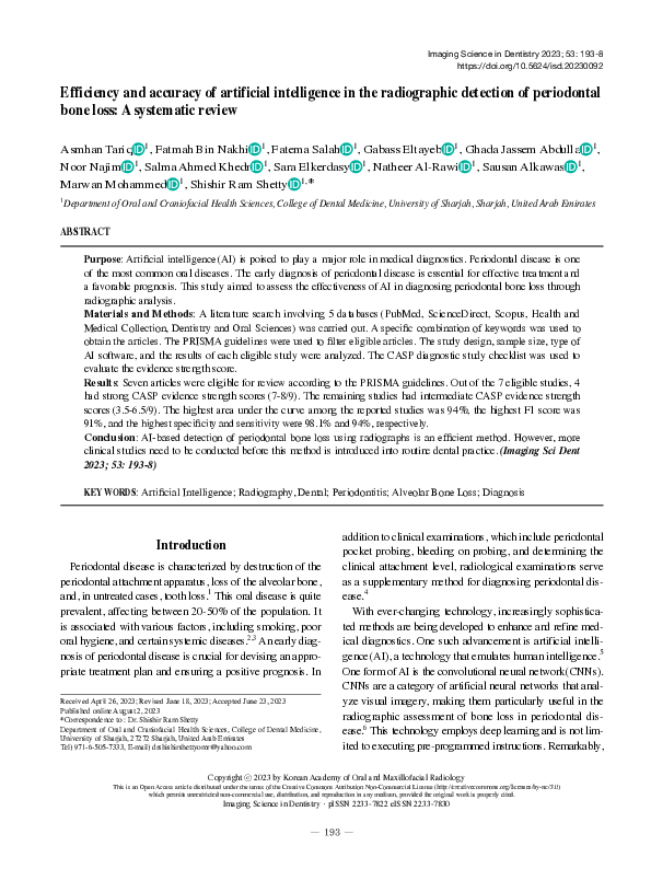 (PDF) Efficiency and accuracy of artificial intelligence in the ...