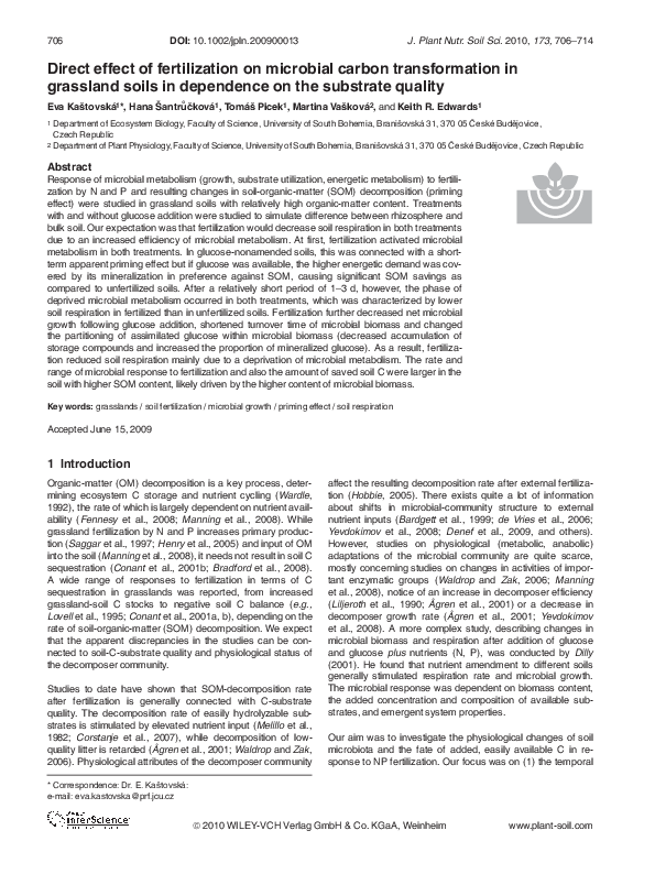 (PDF) Direct effect of fertilization on microbial carbon transformation ...
