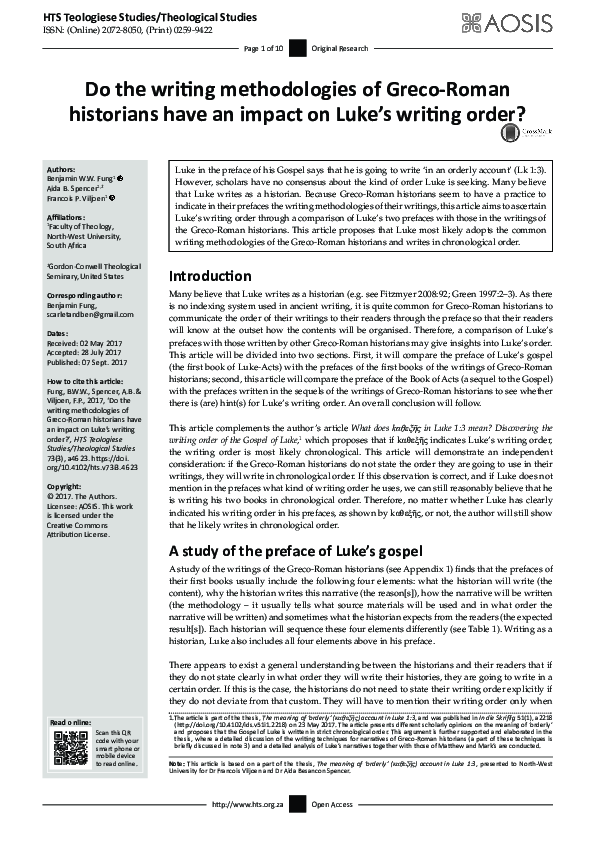 (PDF) Do the writing methodologies of Greco-Roman historians have an ...