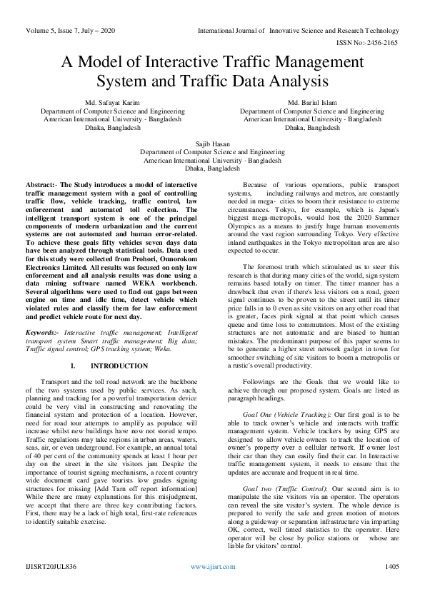 (PDF) A Model of Interactive Traffic Management System and Traffic Data ...