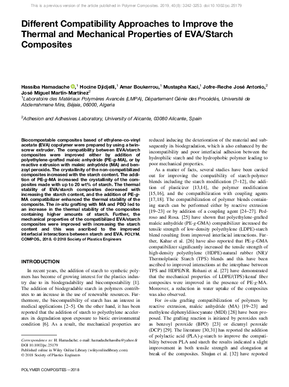 (PDF) Different compatibility approaches to improve the thermal and ...