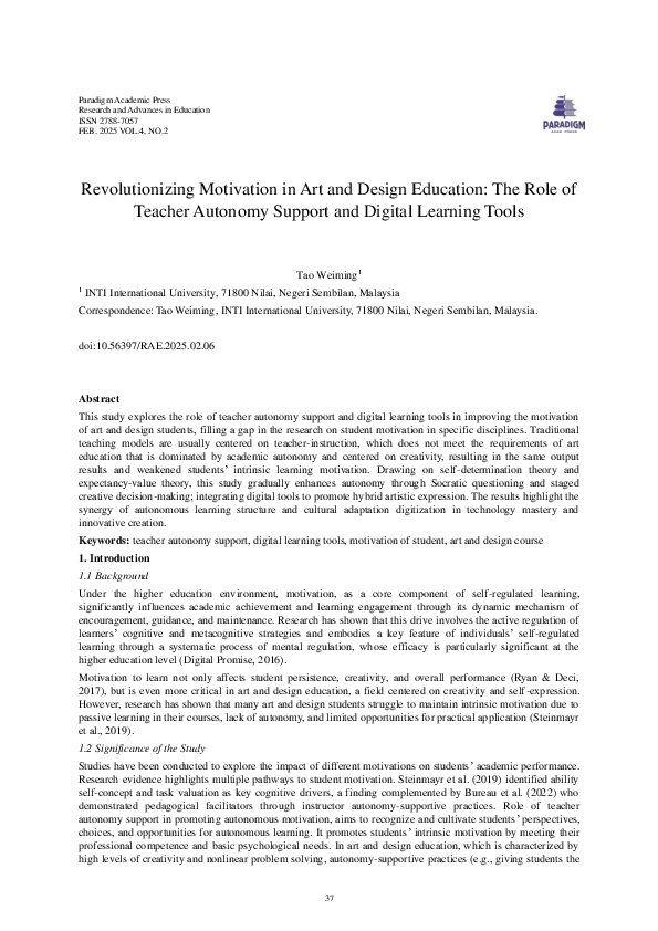 (PDF) Revolutionizing Motivation in Art and Design Education: The Role ...