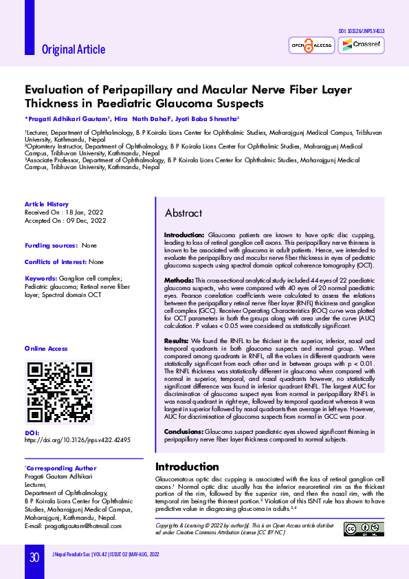 (PDF) Evaluation of Peripapillary and Macular Nerve Fiber Layer ...