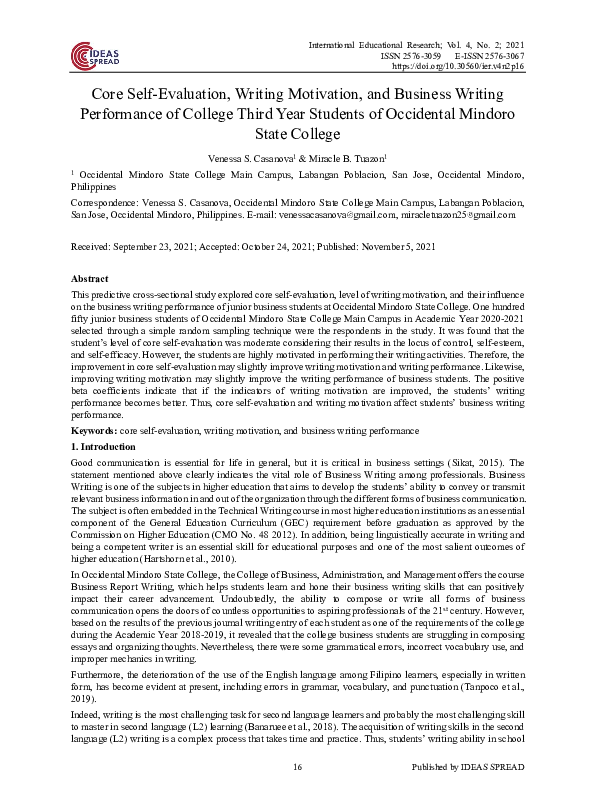 (PDF) Core Self-Evaluation, Writing Motivation, and Business Writing ...