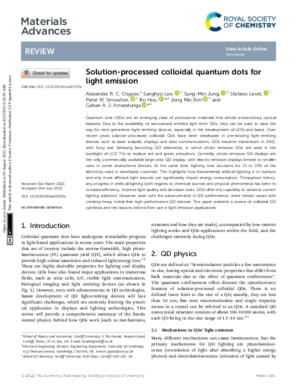 (PDF) Solution-processed colloidal quantum dots for light emission