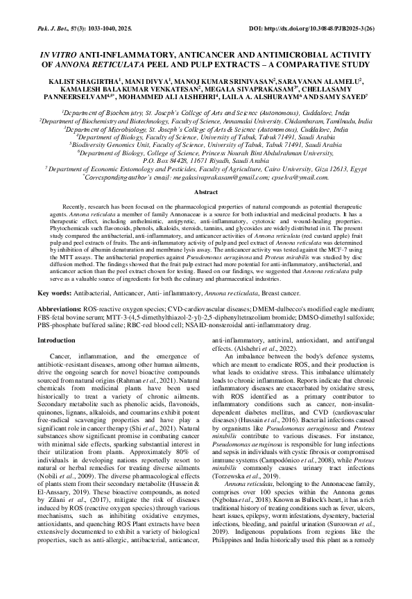 (PDF) IN VITRO ANTI-INFLAMMATORY, ANTICANCER AND ANTIMICROBIAL ACTIVITY ...