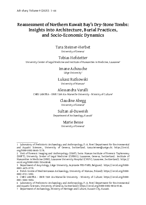 (PDF) Reassessment of Northern Kuwait Bay's Dry-Stone Tombs: Insights ...