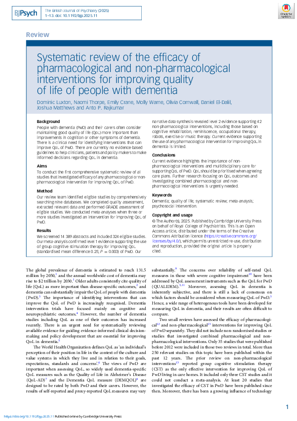(PDF) Systematic review of the efficacy of pharmacological and non ...