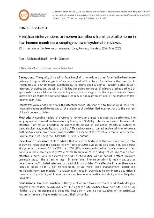 (PDF) Healthcare interventions to improve transitions from hospital to ...