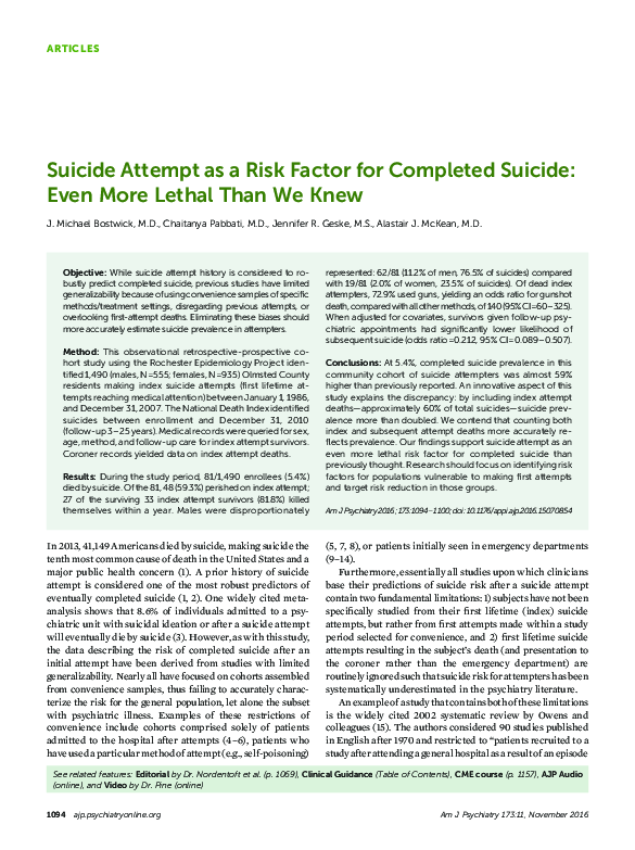 (PDF) Suicide Attempt as a Risk Factor for Completed Suicide: Even More ...