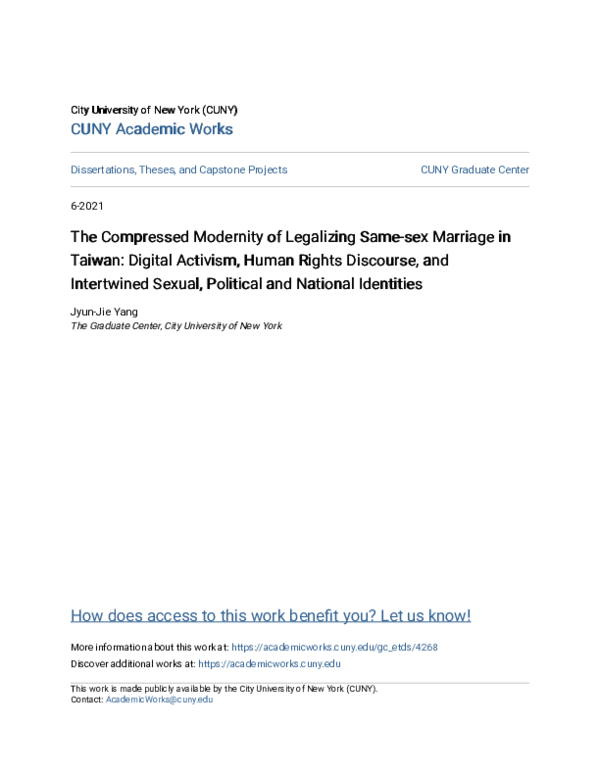 (PDF) The Compressed Modernity of Legalizing Same-sex Marriage in ...