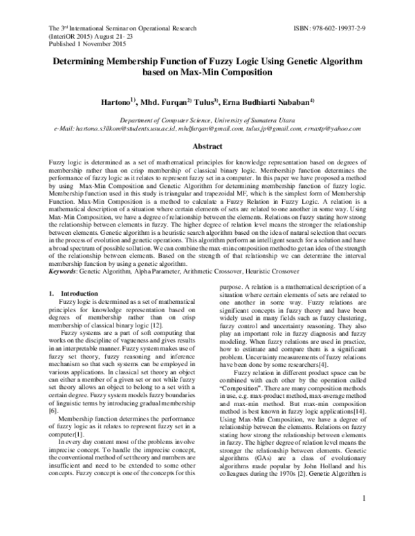 (PDF) Determining Membership Function of Fuzzy Logic Using Genetic ...
