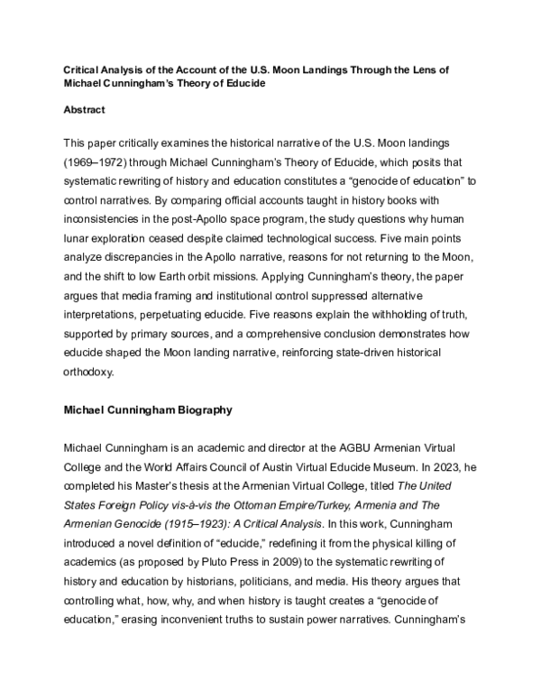 (PDF) Critical Analysis of the Account of the U.S. Moon Landings ...