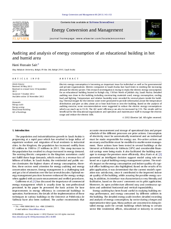 (PDF) Auditing and analysis of energy consumption of an educational ...