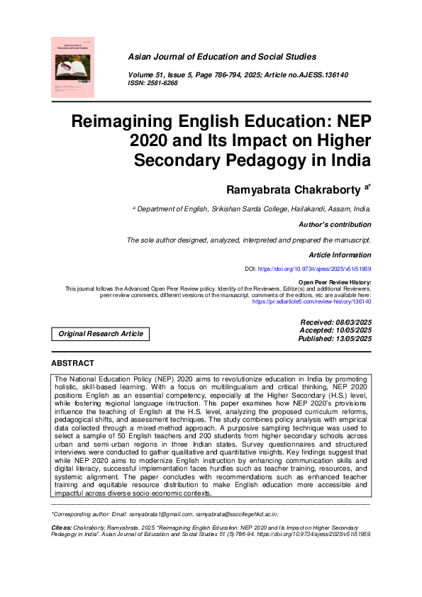(PDF) Reimagining English Education: NEP 2020 and Its Impact on Higher ...
