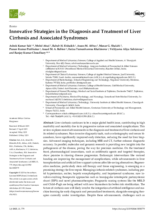 (PDF) Innovative Strategies in the Diagnosis and Treatment of Liver ...
