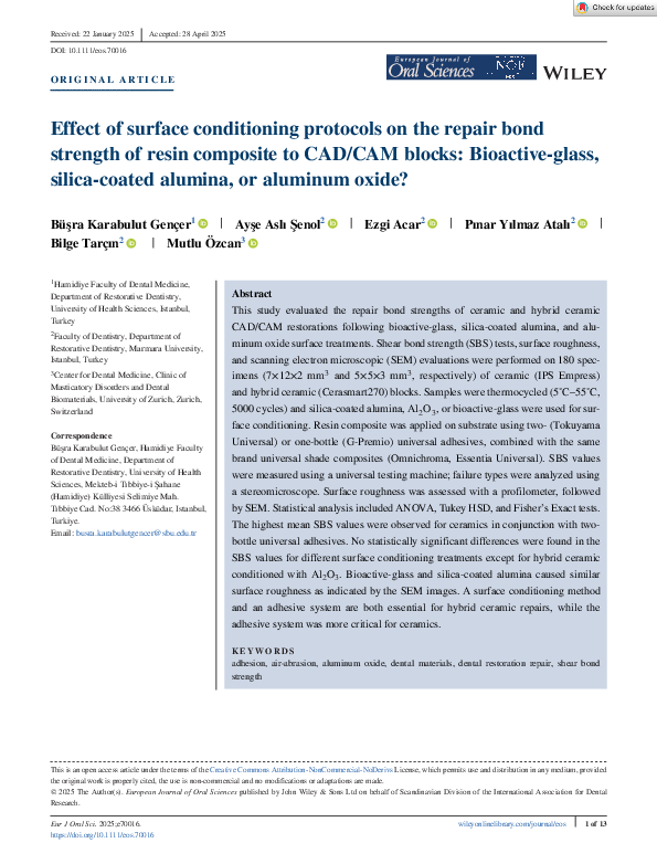 (PDF) Effect of surface conditioning protocols on the repair bond ...