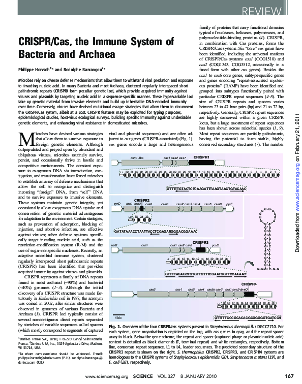 (PDF) CRISPR/Cas, the Immune System of Bacteria and Archaea