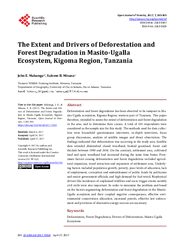 (PDF) The Extent and Drivers of Deforestation and Forest Degradation in ...