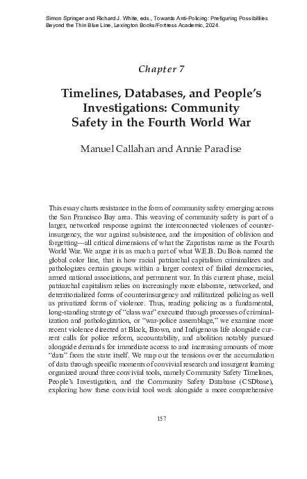 (PDF) Timelines, Databases, and People's Investigations: Community ...