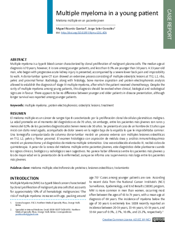 (PDF) Multiple myeloma in a young patient