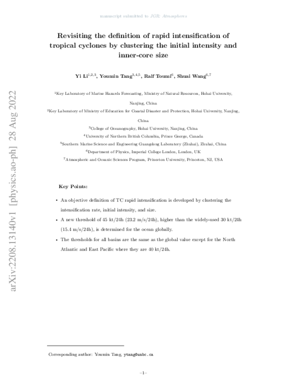 (PDF) Revisiting the Definition of Rapid Intensification of Tropical ...