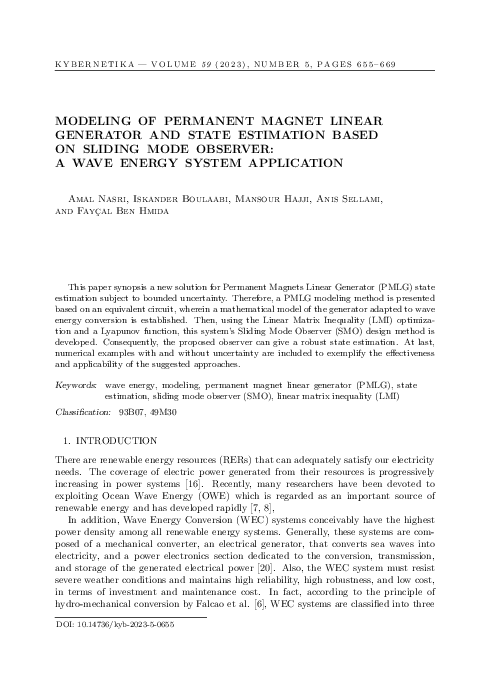 (PDF) Modeling of permanent magnet linear generator and state ...