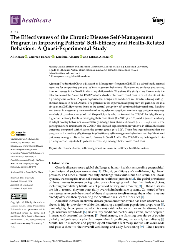 (PDF) The Effectiveness of the Chronic Disease Self-Management Program ...