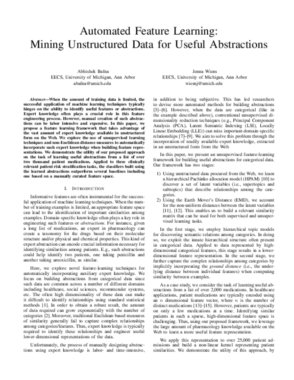 (PDF) Automated Feature Learning: Mining Unstructured Data for Useful ...