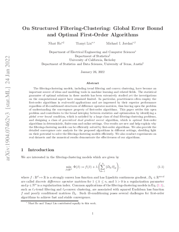 (PDF) On Structured Filtering-Clustering: Global Error Bound and ...