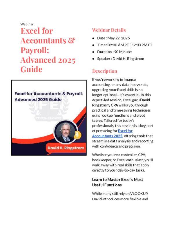 (PDF) Excel for Accountants & Payroll: Advanced 2025 Guide