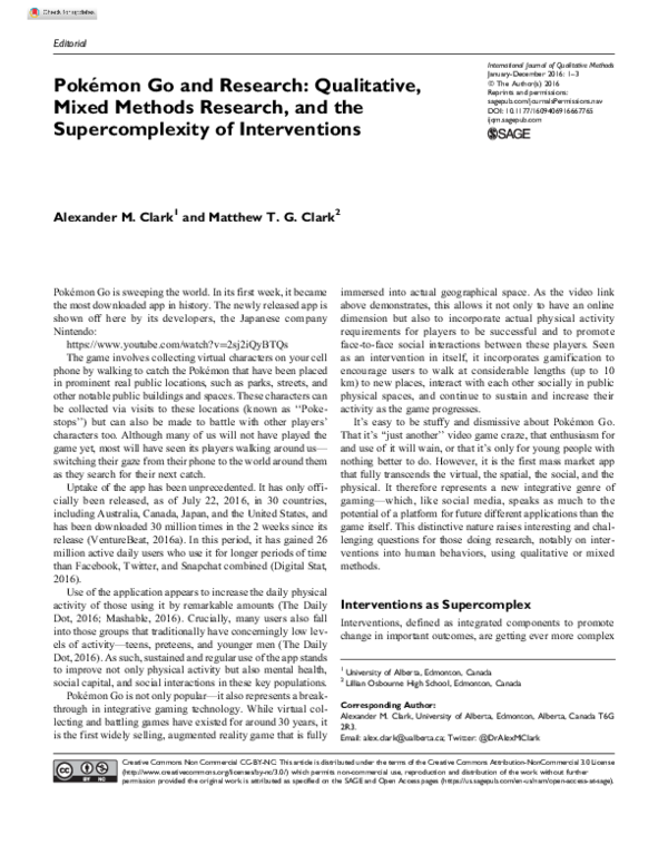 (PDF) Pokémon Go and Research: Qualitative, Mixed Methods Research, and ...