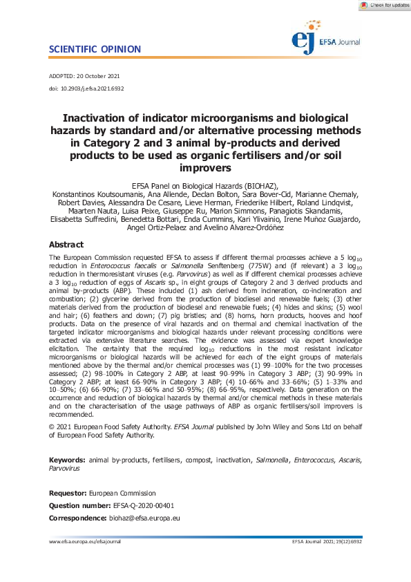 (PDF) Inactivation of indicator microorganisms and biological hazards ...