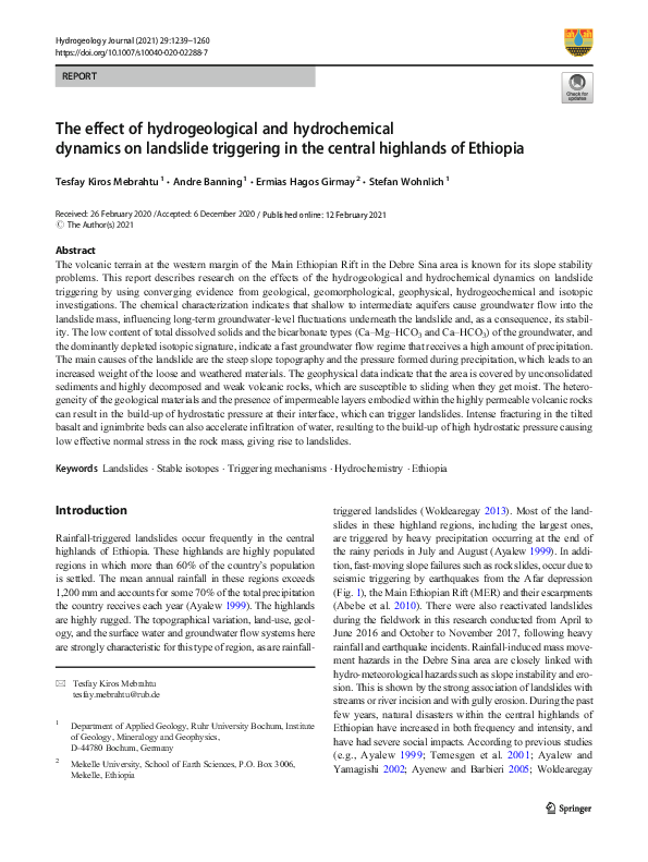 (PDF) The effect of hydrogeological and hydrochemical dynamics on ...