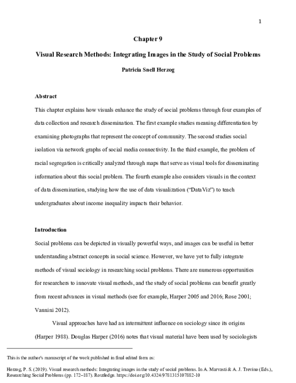 (PDF) Visual Research Methods: Integrating Images in the Study of ...