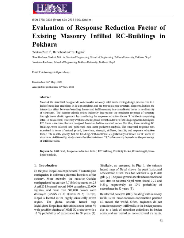 (PDF) Evaluation of Response Reduction Factor of Existing Masonry ...