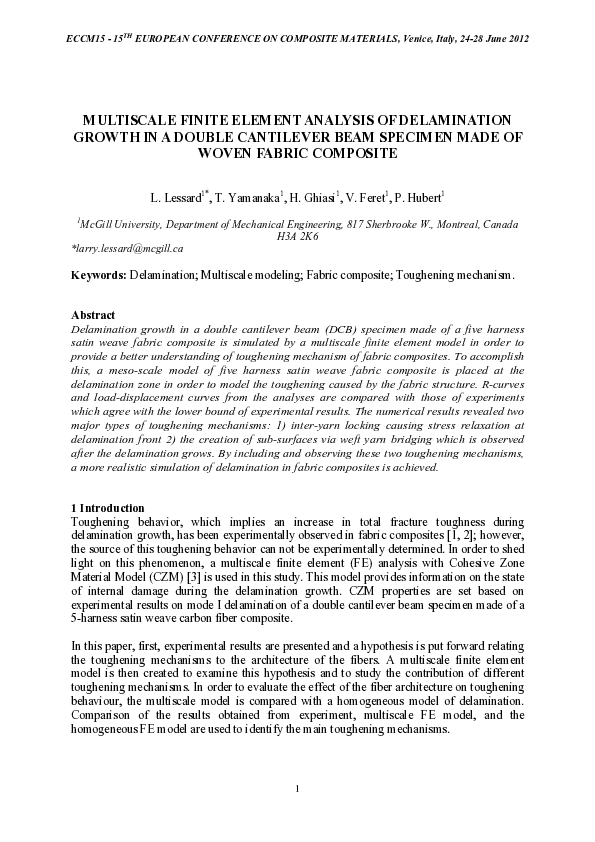 (PDF) Multiscale Finite Element Analysis of Delamination Growth in a ...