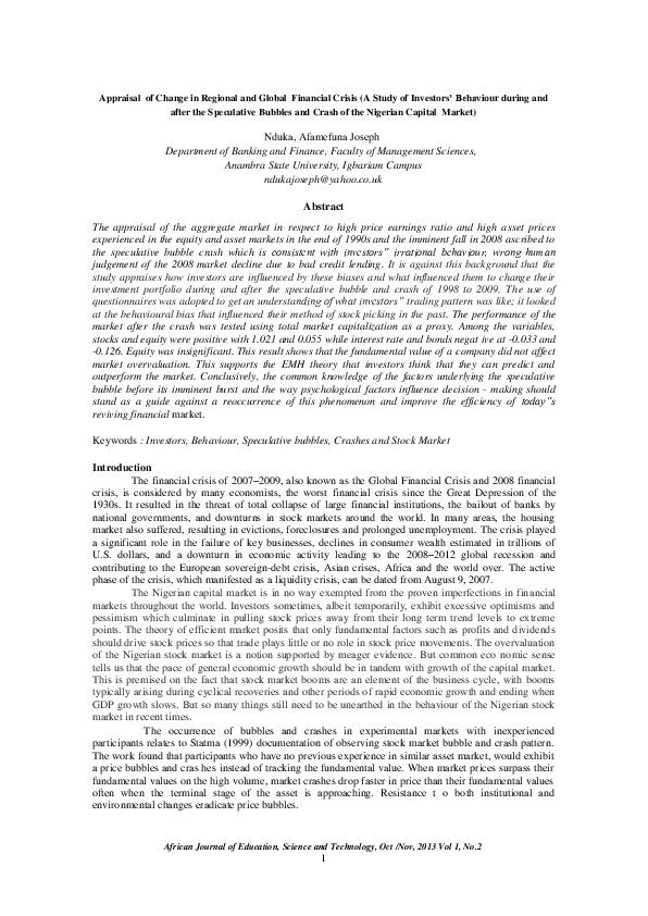 (PDF) Appraisal of Change in Regional and Global Financial Crisis (A ...
