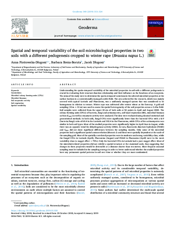 (PDF) Spatial and temporal variability of the soil microbiological ...