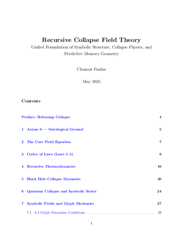 (PDF) Recursive Collapse Field Theory Unified Formulation of Symbolic ...