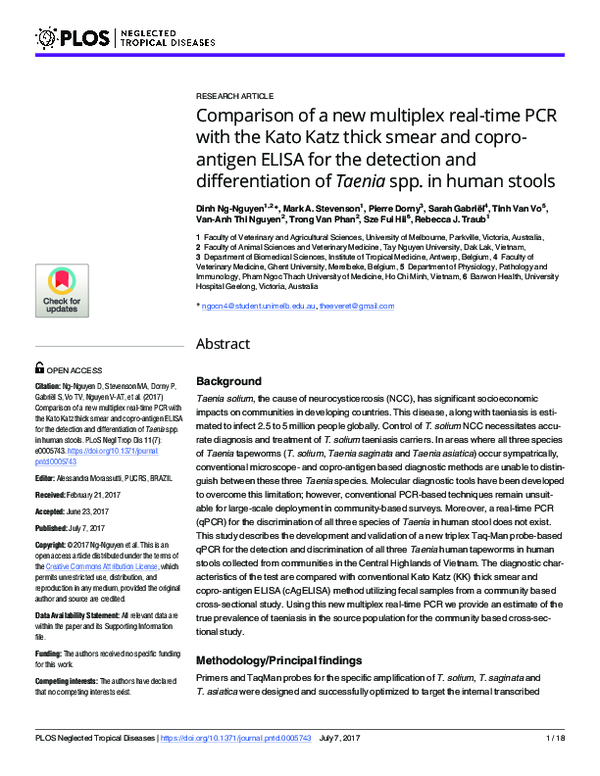(PDF) Comparison of a new multiplex real-time PCR with the Kato Katz ...