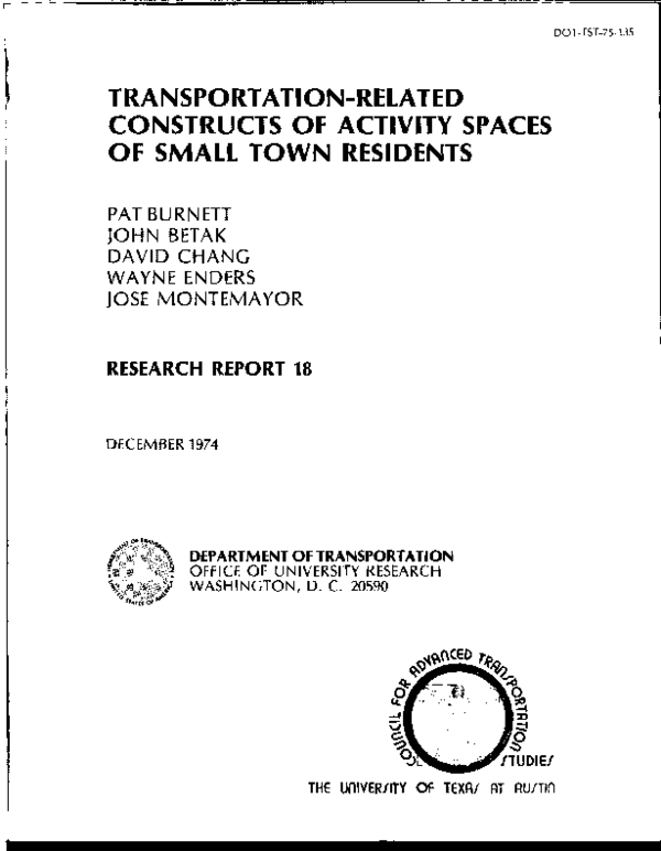 First page of “Transportation-Related Constructs of Activity Spaces of Small Town Residents”