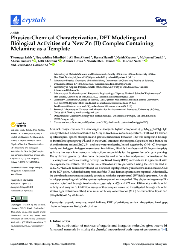(PDF) Physico-Chemical Characterization, DFT Modeling and Biological ...