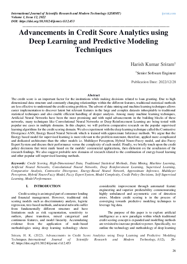 (PDF) Advancements in Credit Score Analytics using Deep Learning and ...