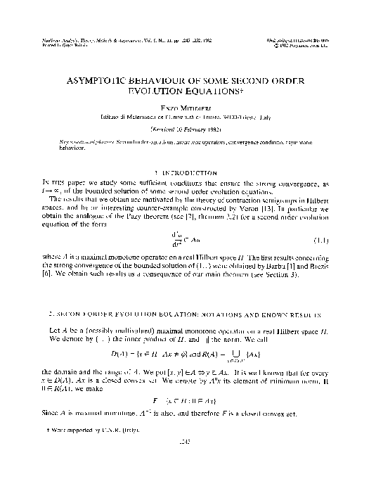 (PDF) Asymptotic behaviour of some second order evolution equations
