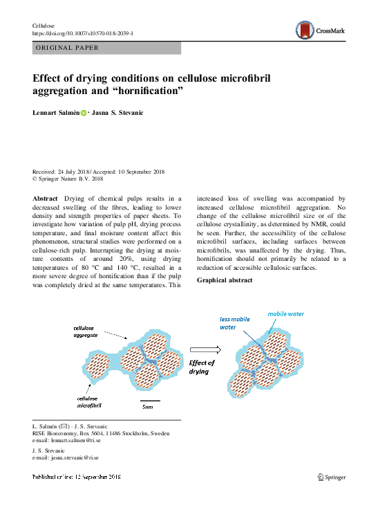 First page of “Effect of drying conditions on cellulose microfibril aggregation and “hornification””