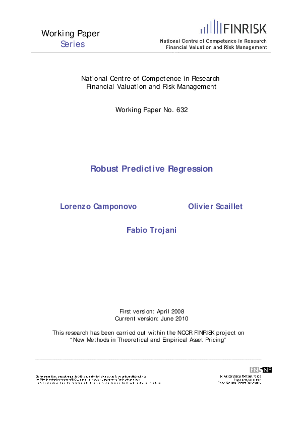 First page of “Robust Predictive Regression”