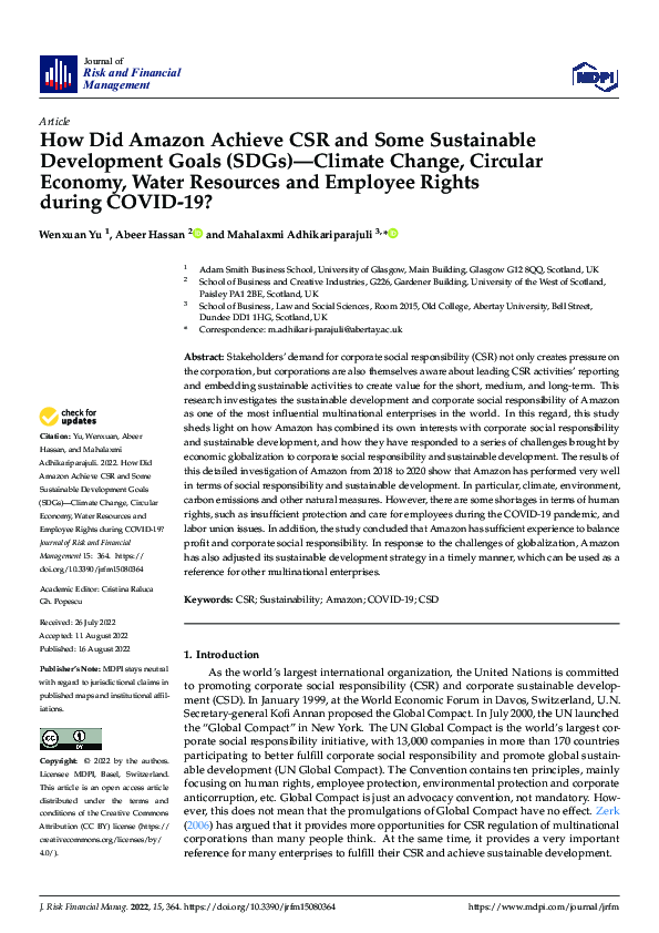 (PDF) How Did Amazon Achieve CSR and Some Sustainable Development Goals ...