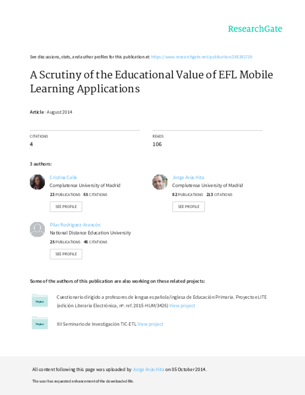 (PDF) A scrutiny of the educational value of EFL mobile learning ...